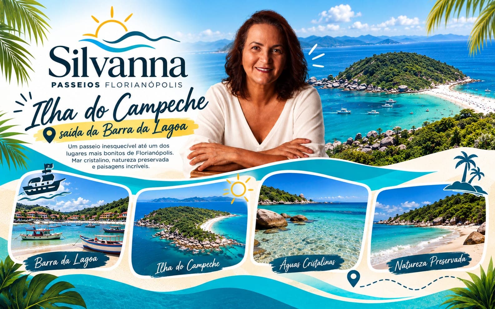 Silvanna Passeios Florianópolis: passeio à Ilha do Campeche com saída da Barra da Lagoa